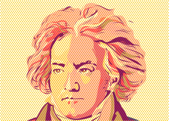 colored portrait of Ludwig van Beethoven pop art style - obrazy, fototapety, plakaty