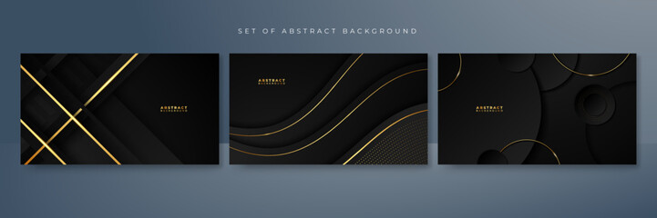 Abstract black and gold shapes luxury abstract background
