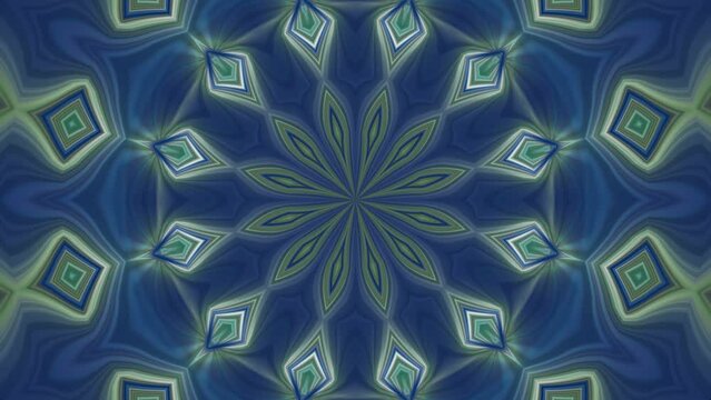 Abstract animation background video. Fractal ornament in blue tones. Without rotation. Endless cycle. The loop.