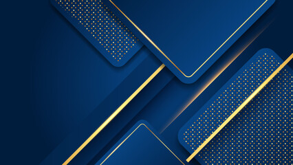 Abstract luxury blue and gold background. Vector illustration abstract graphic design banner pattern presentation background web template.