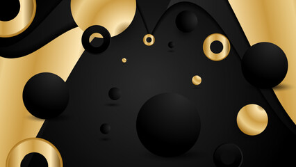 Abstract black and gold modern shiny textured shapes abstract background