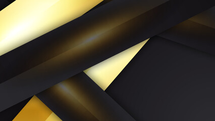 Abstract black and gold luxury background with shiny textured layered modern light rays effect shapes