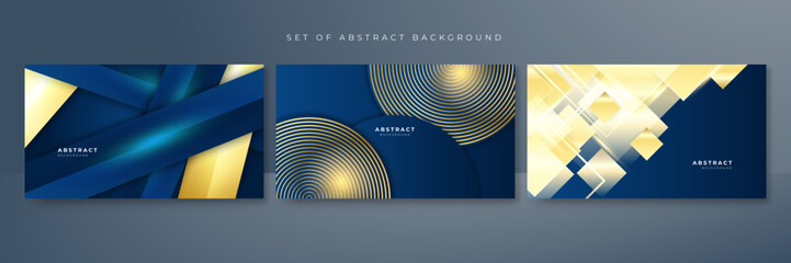 Abstract template blue geometric diagonal background with golden line. Luxury style.