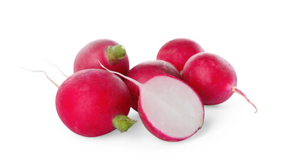 Fresh tasty ripe radish on white background