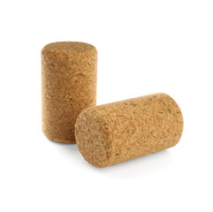 Wine corks on white background. Bottle cap