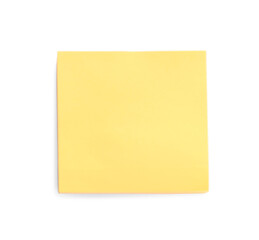 Blank orange sticky note on white background, top view