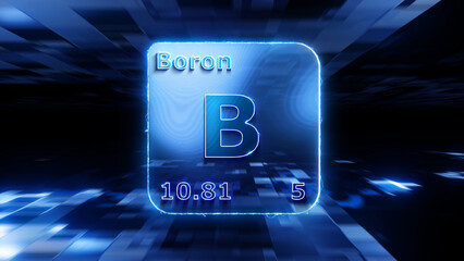 Naklejka na ściany i meble Modern periodic table element Boron 3D illustration
