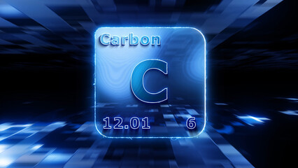 Fototapeta na wymiar Modern periodic table element Carbon 3D illustration