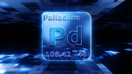 Naklejka na ściany i meble Modern periodic table element Palladium 3D illustration