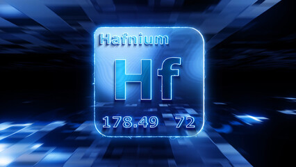 Modern periodic table element Hafnium 3D illustration