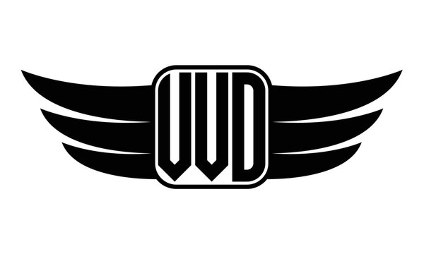 VVO three Letter wing minimalist creative concept icon eagle symbol professional black and white logo design, Vector template