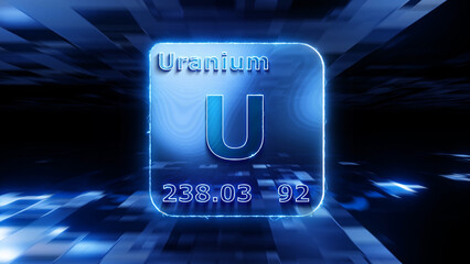 Modern periodic table element Uranium 3D illustration © First Dream