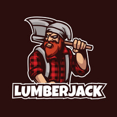 Lumberjack Man Mascot Logo Illustration