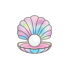 Cute rainbow sea shell with pearl in unicorn theme.