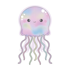 Cute rainbow jellyfish smile face in unicorn theme.