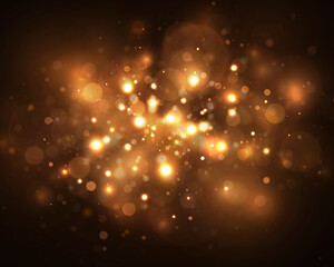 Obraz na płótnie Canvas Sparkle bokeh background. Bright light particles twinkle on black background. Glitter light effect.