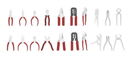 Pliers set illustration vector editable. Plier vector