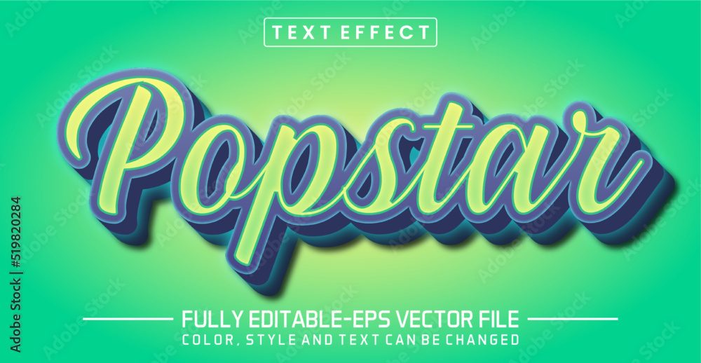 Poster pop star font text effect editable