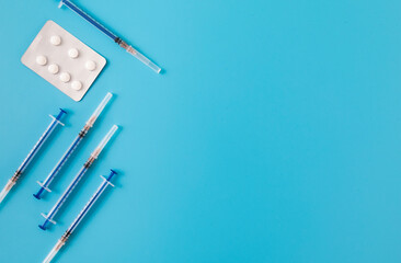 Shot with blue background of medical equipment