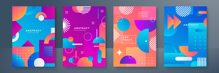 Abstract trendy gradient flowing geometric pattern background texture for poster cover design. Minimal color gradient banner template. Modern vector wave shape for brochure and social media template