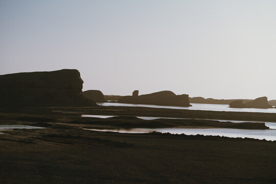 sunset in the water yardang geopark