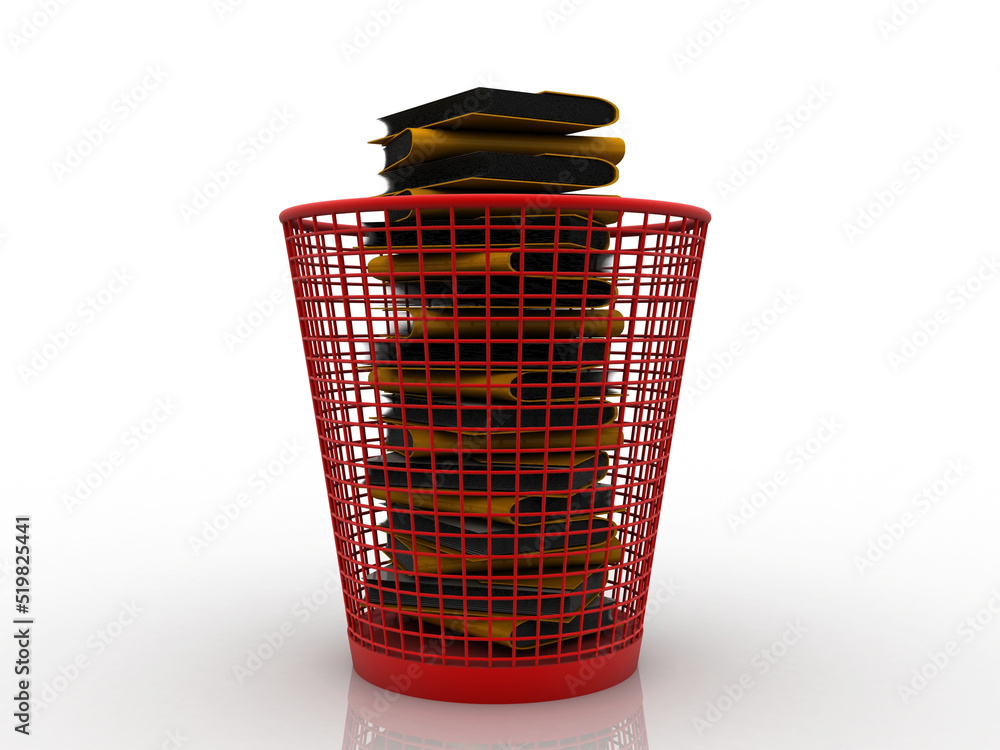 Poster 3d rendering folder in recycle bin