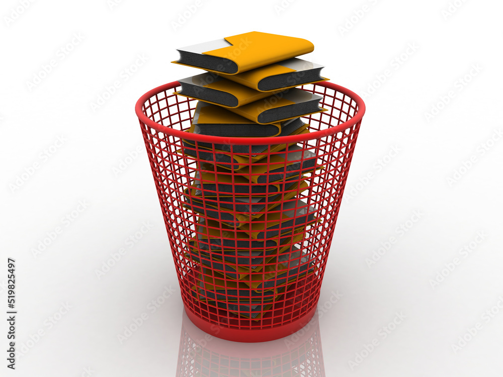 Poster 3d rendering folder in recycle bin