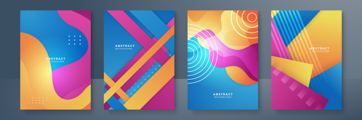 Abstract trendy gradient flowing geometric pattern background texture for poster cover design. Minimal color gradient banner template. Modern vector wave shape for brochure and social media template