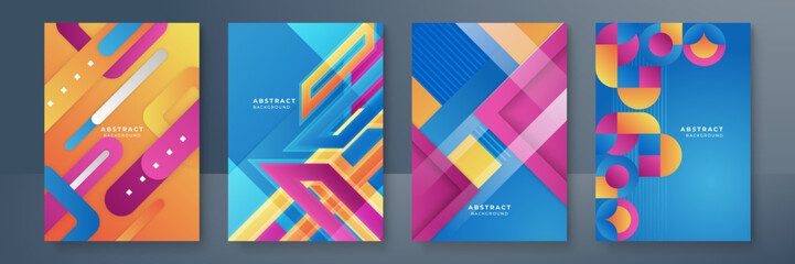 Fototapeta premium Abstract trendy gradient flowing geometric pattern background texture for poster cover design. Minimal color gradient banner template. Modern vector wave shape for brochure and social media template