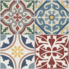 Ceramic Tiles. Hydraulic ceramic. Digital design. Floral decorative ornament.