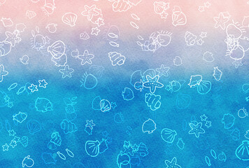 背景素材_水彩風_海