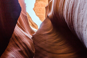 antylope canyon, textures and shapes, red color