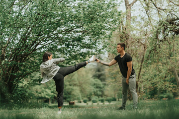 Boy helping his girlfriend