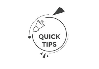 Quick tips Colorful label sign template. Quick tips symbol web banner.
