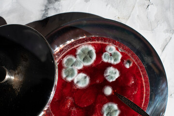 blue mold on strawberry jam, violation of cooking technology, health hazard