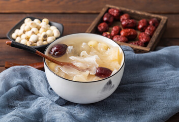Nourishing red date, white fungus and lotus seed soup
