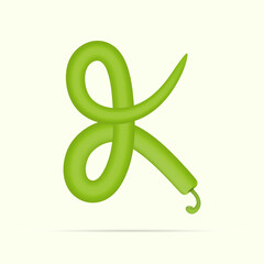 K letter green chili peppers design. Vector vegetable font for healthy and vegan design, nature template, vegetable logo and more