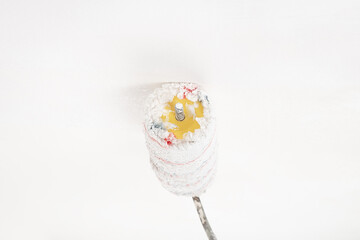 painting a white ceiling with a roller, home renovation.