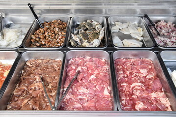 raw minced meat on the grill