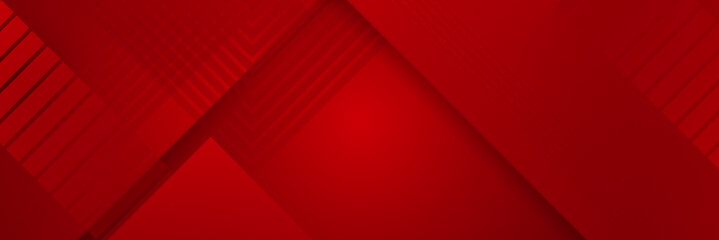 Modern red abstract vector long banner. Minimal background with waves arrows geometric shapes and copy space for text. Social media cover and web wide banner template