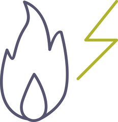 Unique Electricity Fire Vector Icon