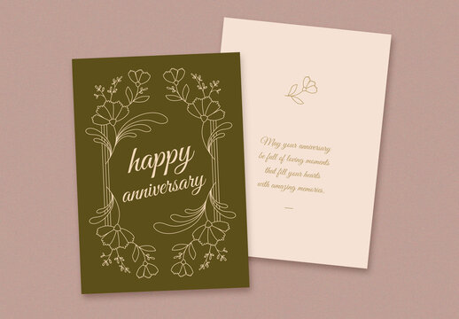 Floral Art Deco Style Anniversary Card Layout