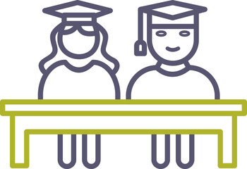 Unique Students Sitting Vector Icon