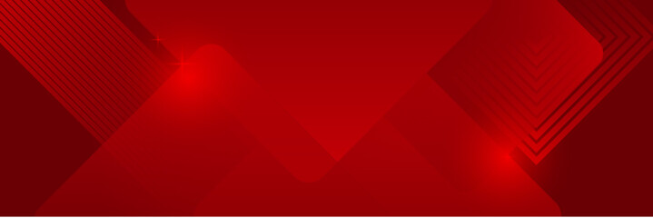 Modern red abstract vector long banner. Minimal background with waves arrows geometric shapes and copy space for text. Social media cover and web wide banner template