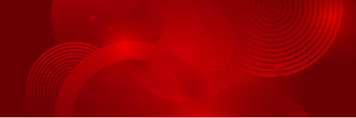 Modern red abstract vector long banner. Minimal background with waves arrows geometric shapes and copy space for text. Social media cover and web wide banner template