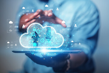 cloud technology concept Global network of metaverse systems exchange of information global...