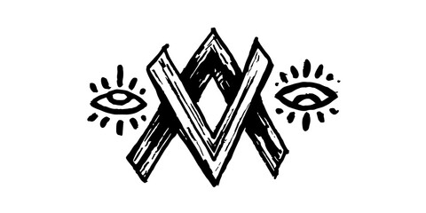 Etched vector illustration. Mystic symbol v.