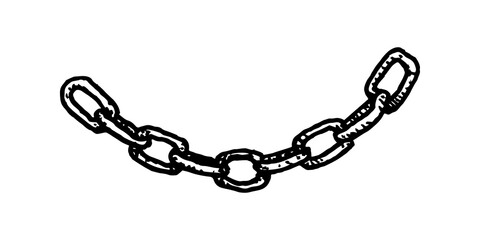 Etched vector illustration. Iron chain.