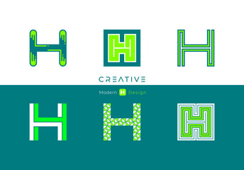 Letter H, modern alphabet, fonts, characters design, vector illustration.