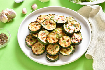 Fried zucchini on plate